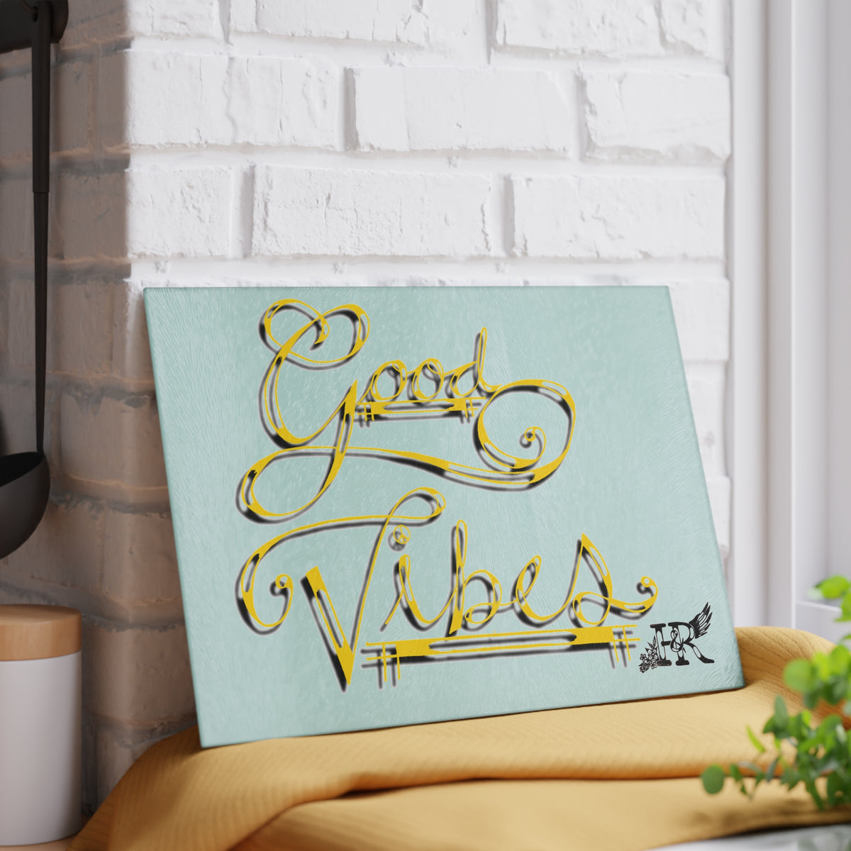 Good Vibes Collection Glass Cutting Board