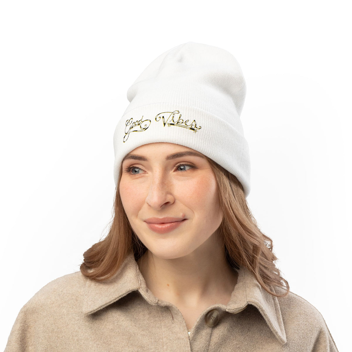Good Vibes Knit Beanie (Embroidery)