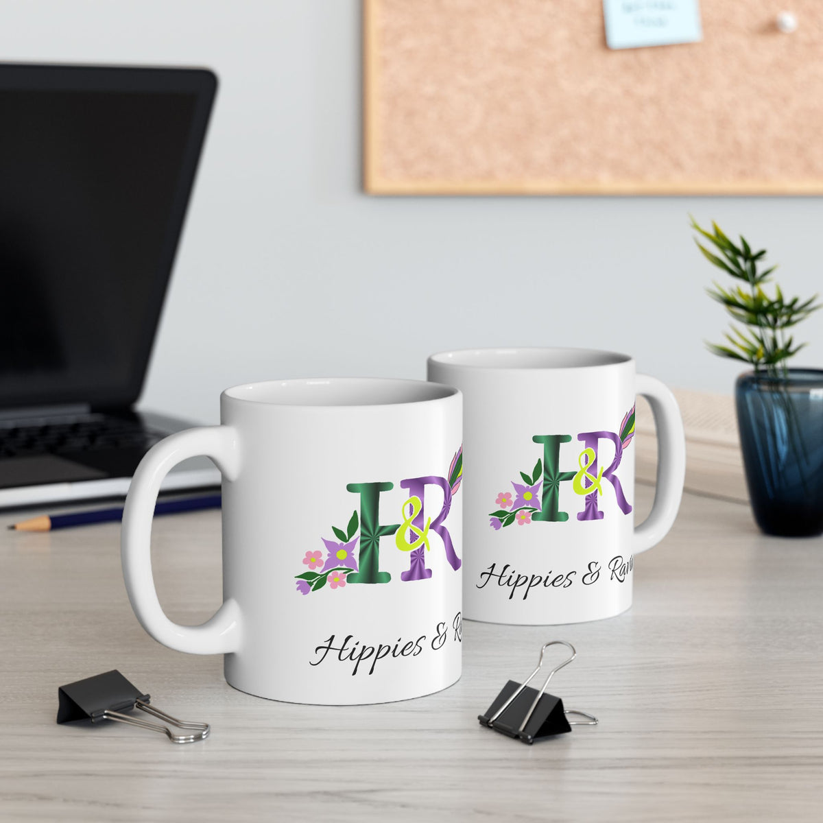 H&R Hippies and Ravins Official logo Hand-drawn Ceramic Mug, (11oz, 15oz)