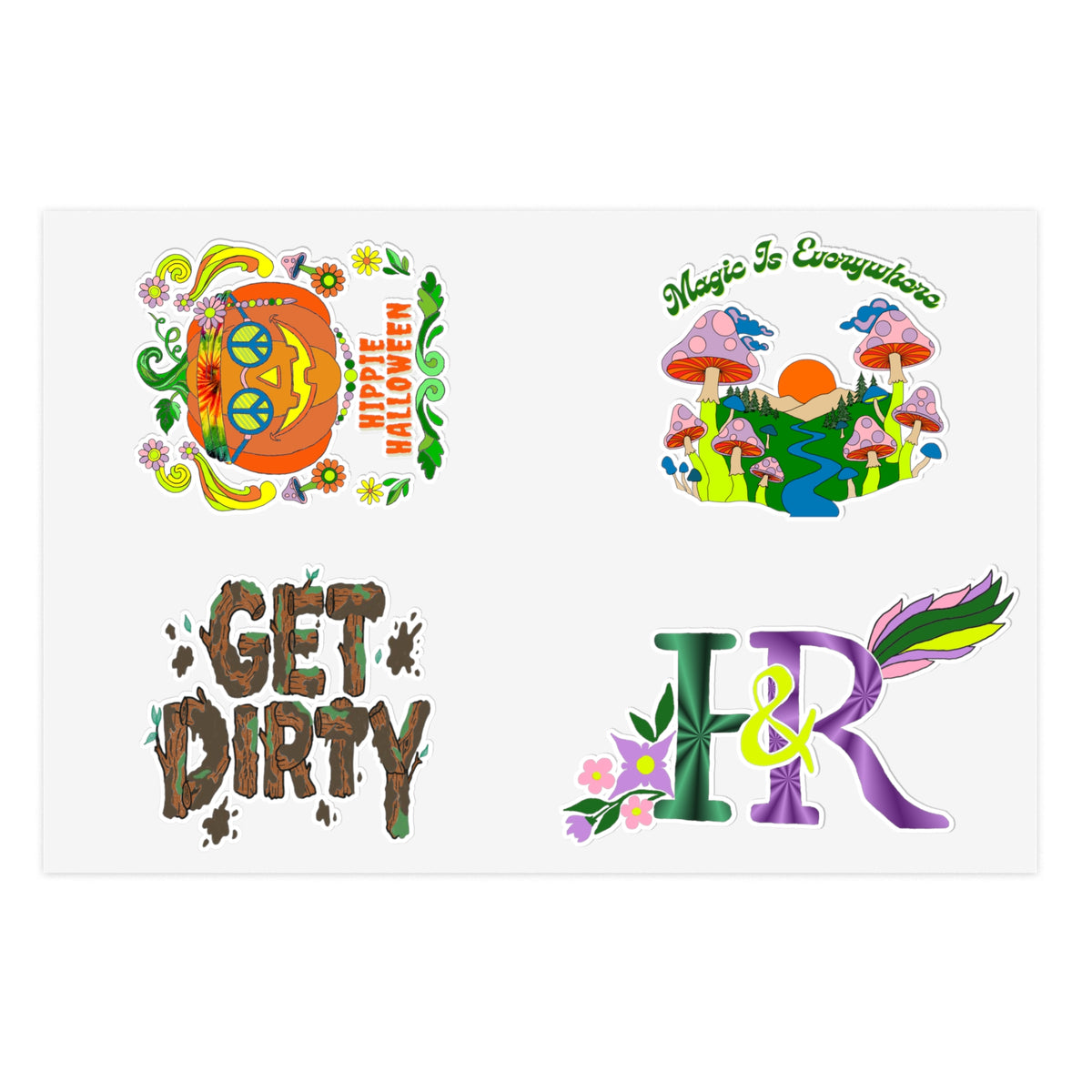 Hippies and Ravins Sticker Sheet (Hippie Halloween)
