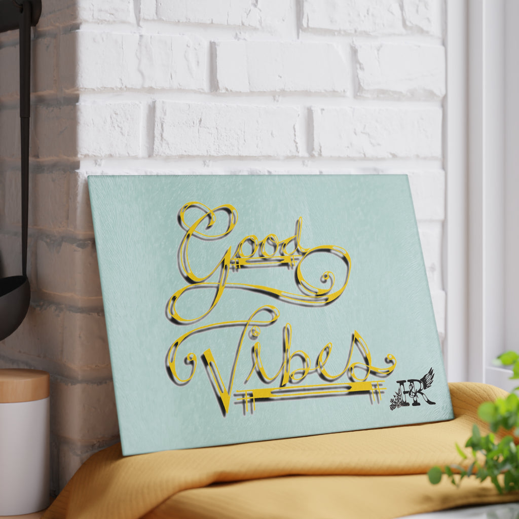 Good Vibes Collection Glass Cutting Board