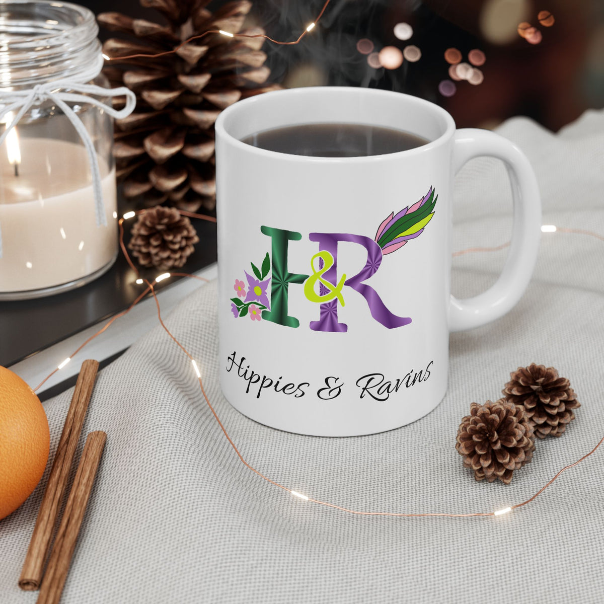 H&R Hippies and Ravins Official logo Hand-drawn Ceramic Mug, (11oz, 15oz)