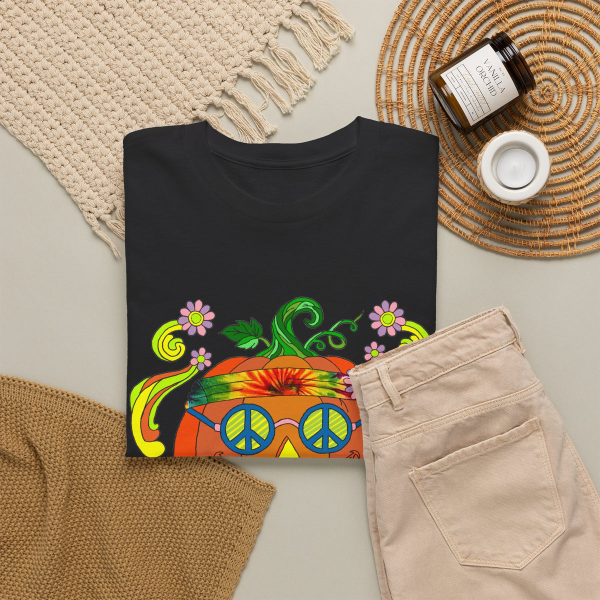 Hippie Halloween Jack-o'-Lantern Cotton Tee