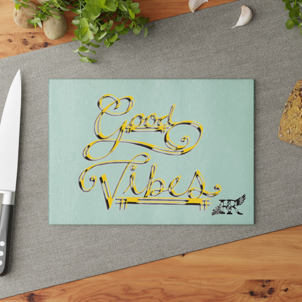 Good Vibes Collection Glass Cutting Board