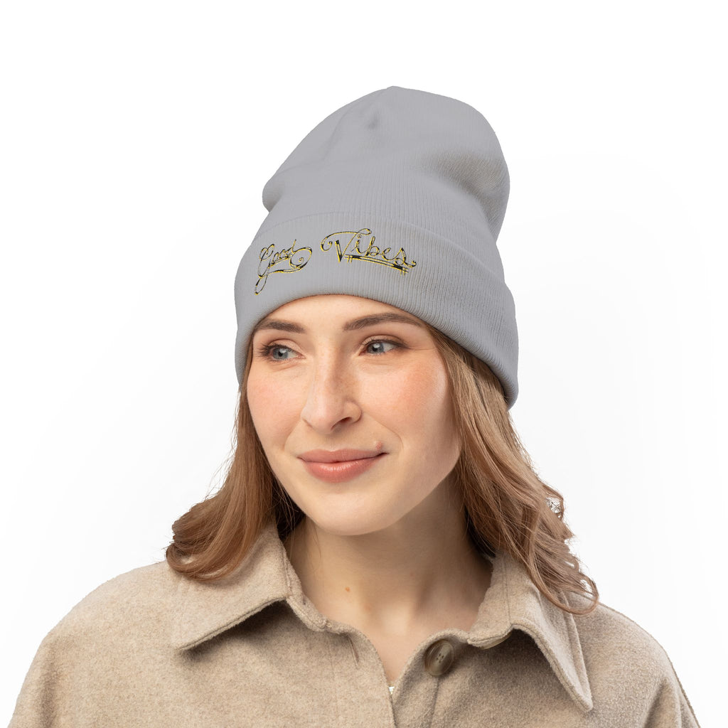 Good Vibes Knit Beanie (Embroidery)