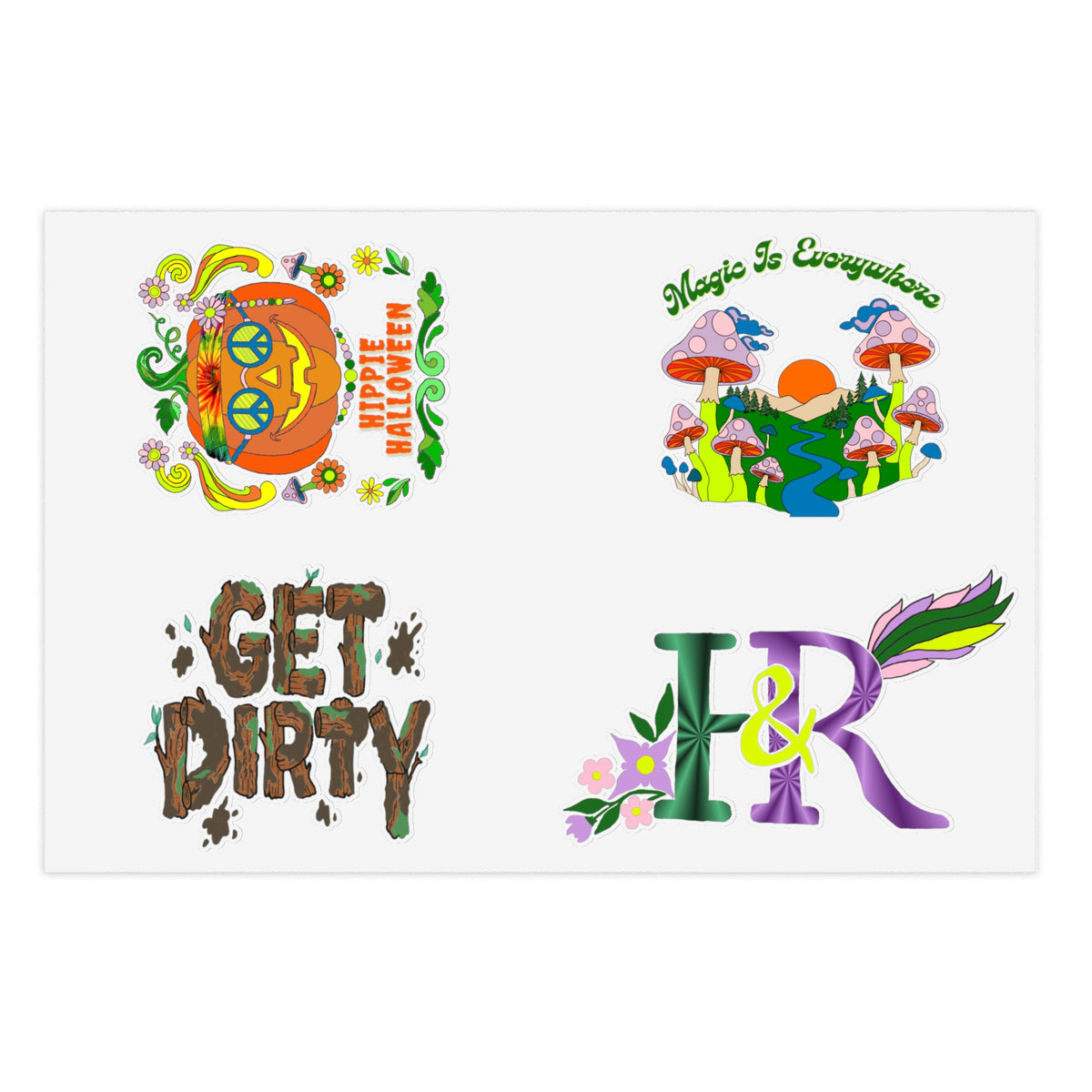 Hippies and Ravins Sticker Sheet (Hippie Halloween)