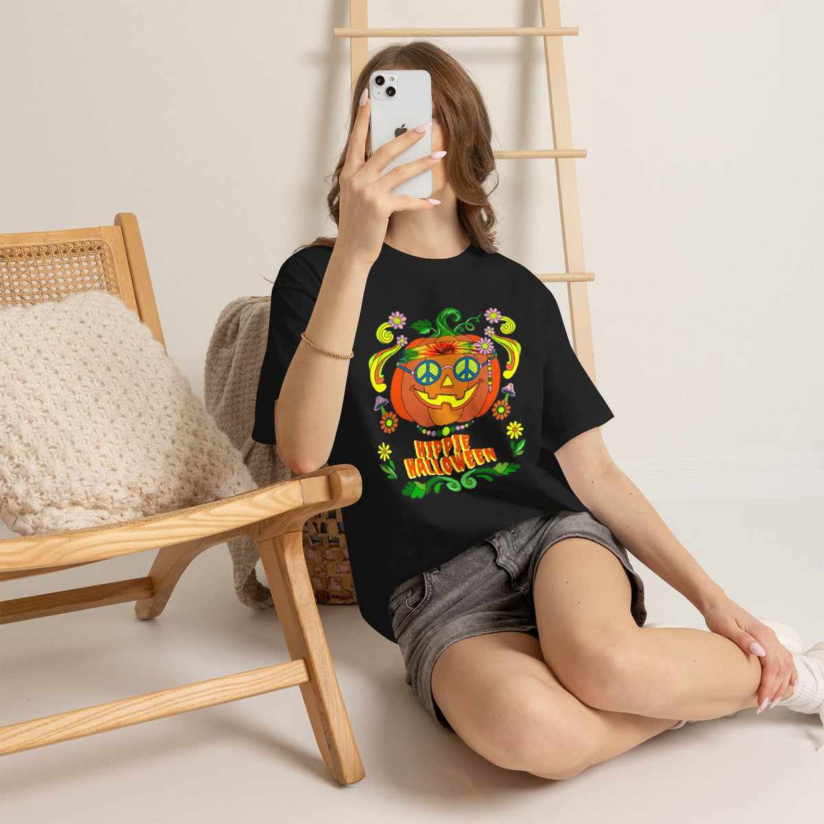 Hippie Halloween Jack-o'-Lantern Cotton Tee