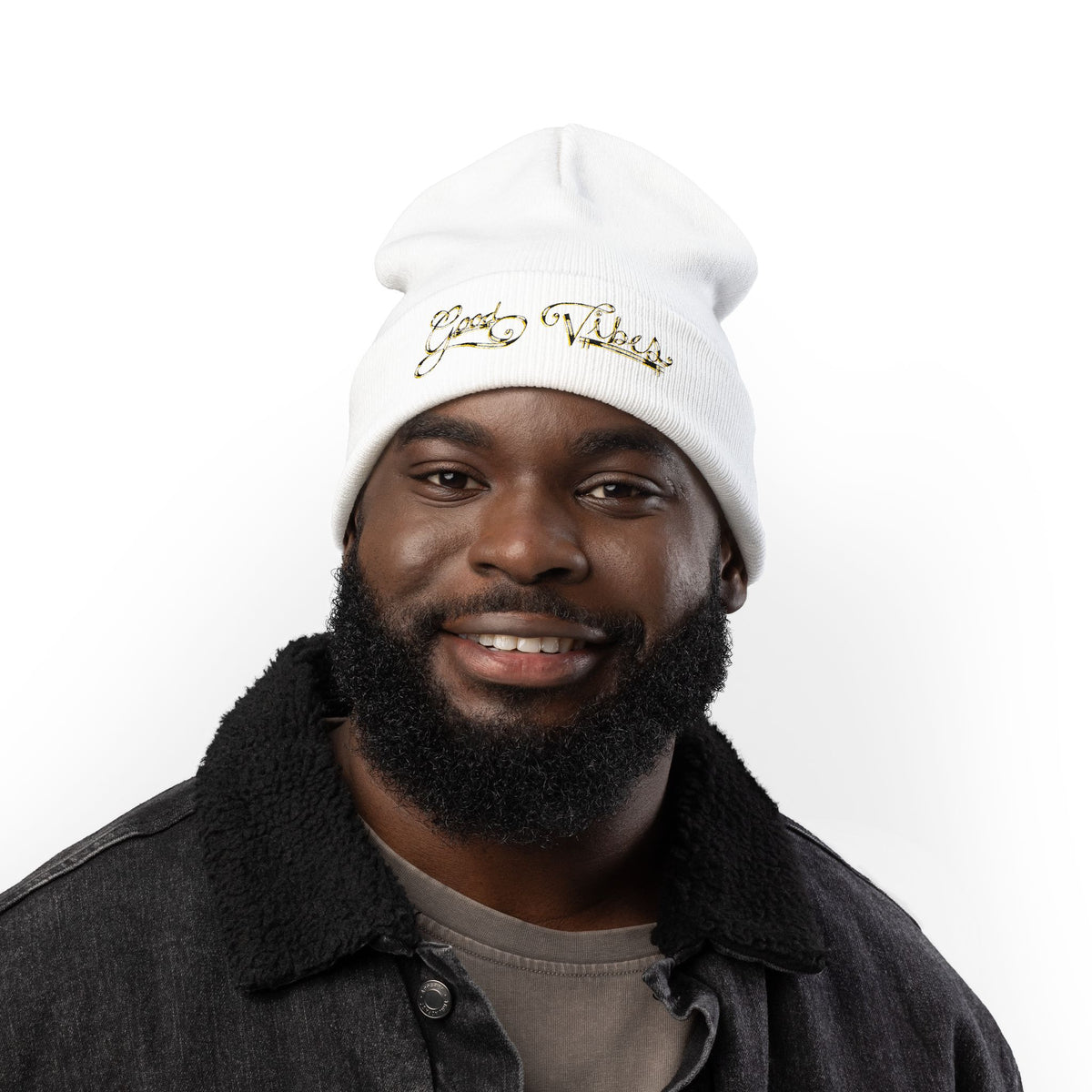 Good Vibes Knit Beanie (Embroidery)