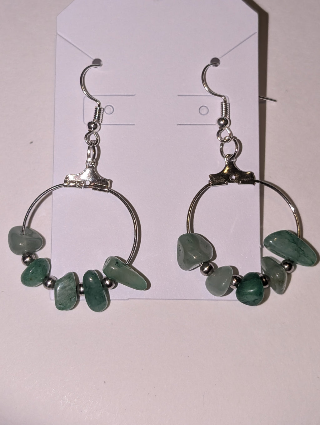 "Bring the Luck" Aventurine and Silver Hoop Earrings