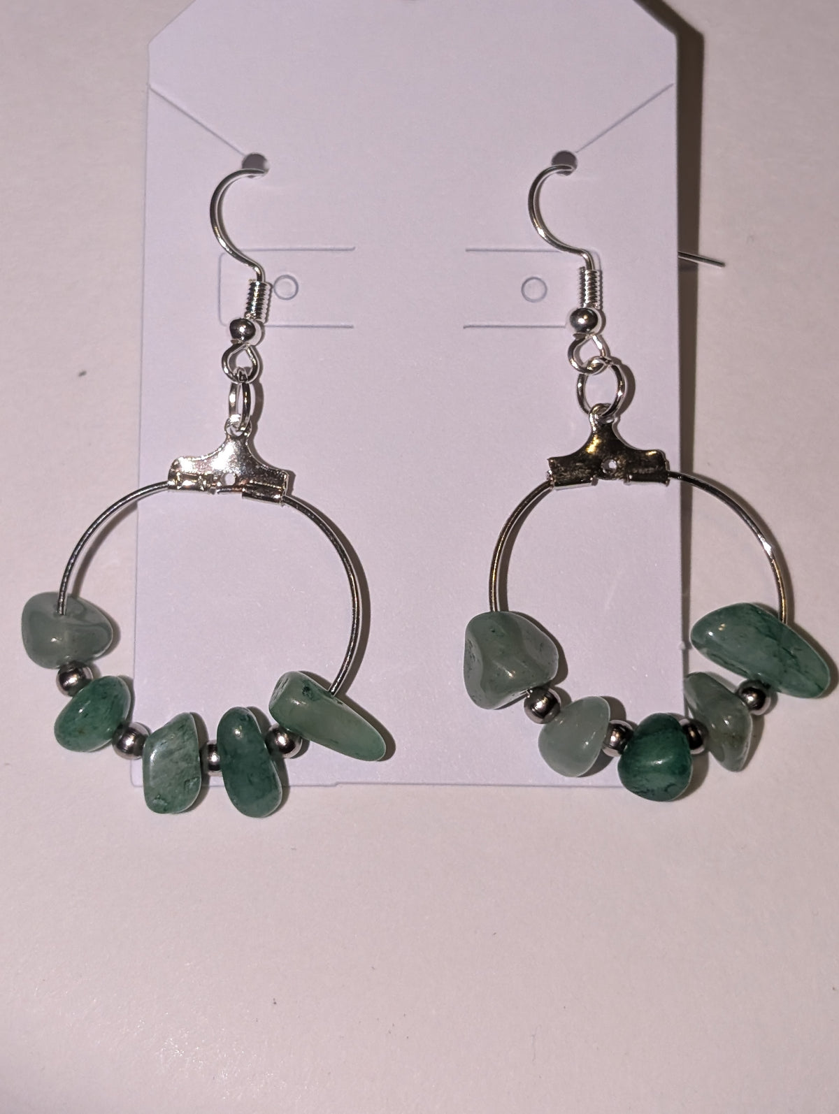 "Bring the Luck" Aventurine and Silver Hoop Earrings