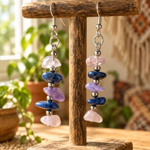 Earrings hanging by a sunlit window