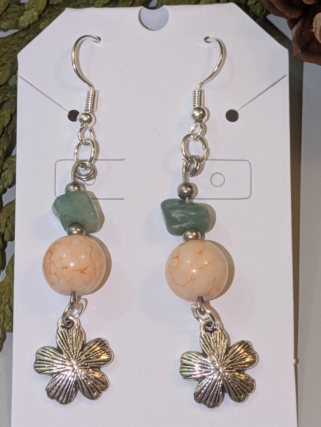 Moss & Stone Blossom Flower Dangle Earrings