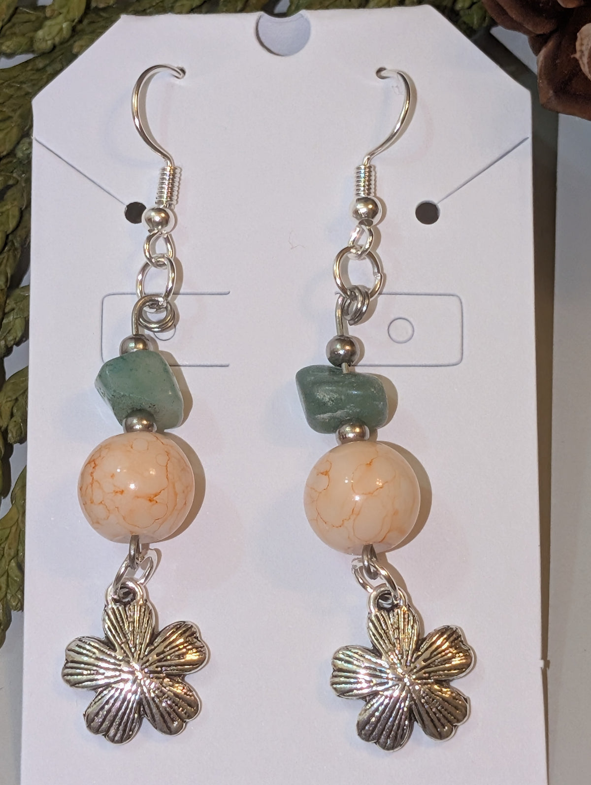 Moss & Stone Blossom Flower Dangle Earrings