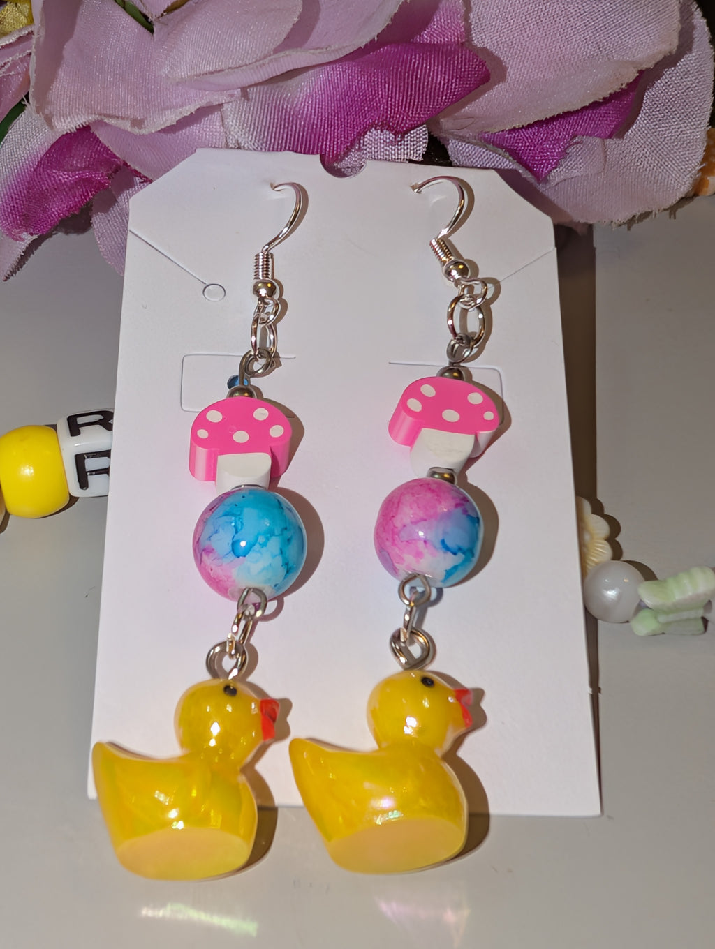 Rubber Duckies Go Ravin' Dangle Earrings