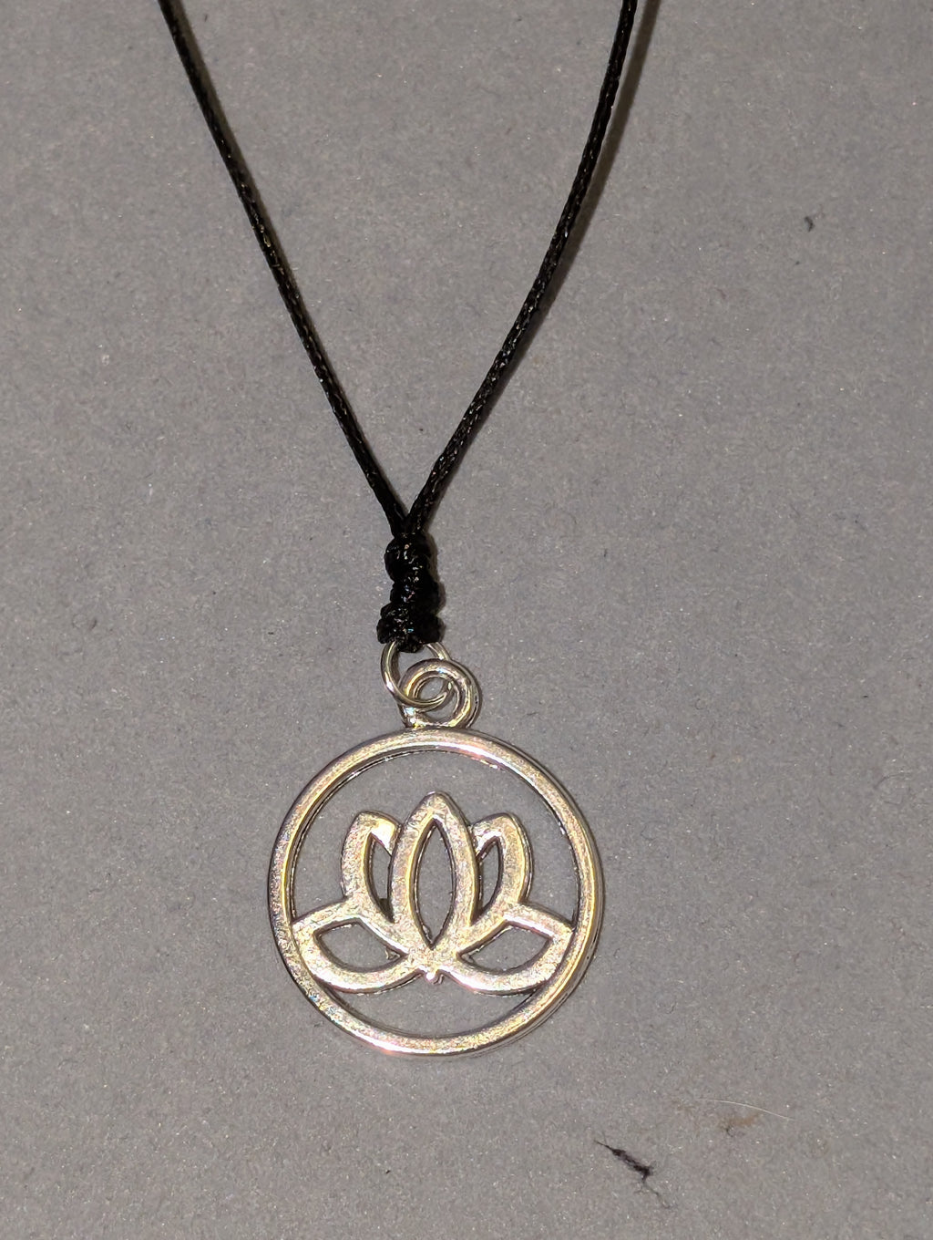 Lotus Flower Pendant Necklace on Black Cord