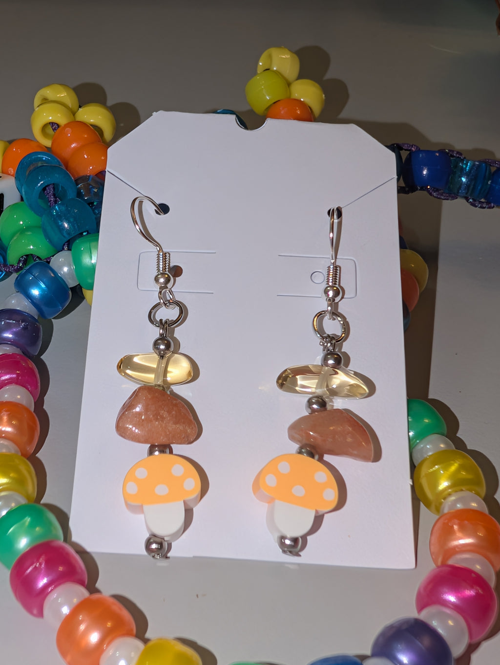 Magical Journey Natural Stone & Mushroom Charm Earrings